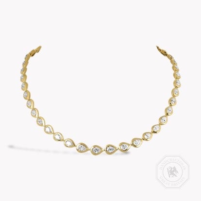 Skimming Stone Pear Shaped 14.94ct Diamond Necklace in 18ct Yellow Gold