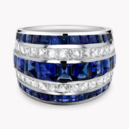 Manhattan Sapphire and Diamond Five Row Classic Ring