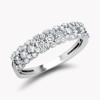 Brilliant Cut Diamond Half Eternity Ring 0.77ct in 18ct White Gold