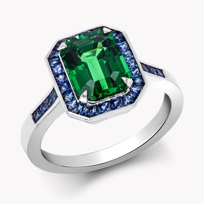 Gatsby Tsavorite Garnet Ring 3.07cts in Platinum