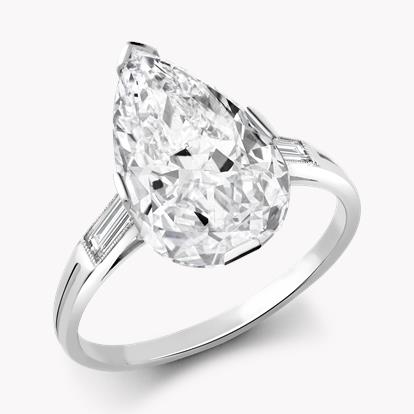 Edwardian 5.54ct Pearshape Diamond Solitaire Ring in Platinum