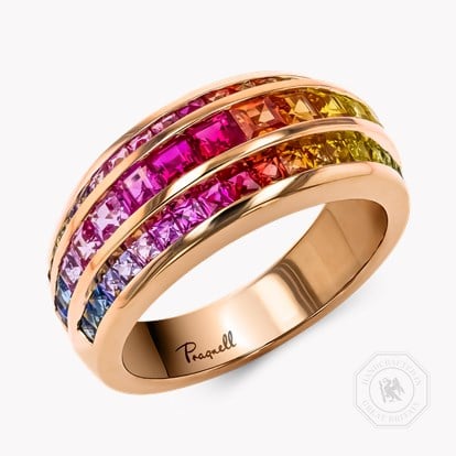 Manhattan Three Row Sapphire Ring 2.18cts in 18ct Rose Gold