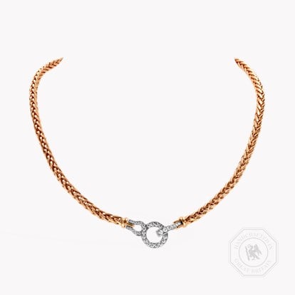 English Chain Necklace with Diamond Clasp in 18ct Rose Gold