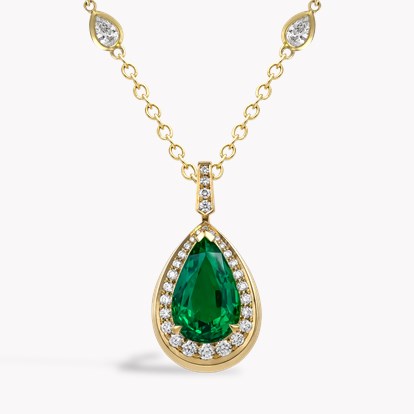 Pear Shaped 3.01ct Zambian Emerald and Diamond Pendant
