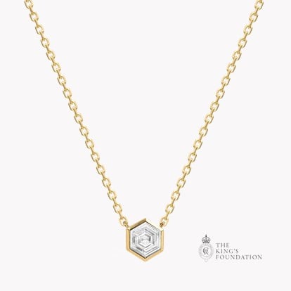 Honeycomb 0.72ct Diamond Solitare Pendant in 18ct Yellow Gold