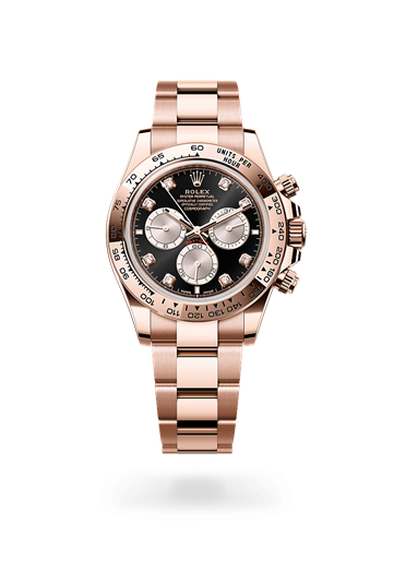Cosmograph Daytona * Oyster, 40 mm, Everose gold with a Bright chocolate and black Fixed, with engraved tachymetric scale, in 18 ct Everose gold bezel and Oyster, three-piece solid links bracelet