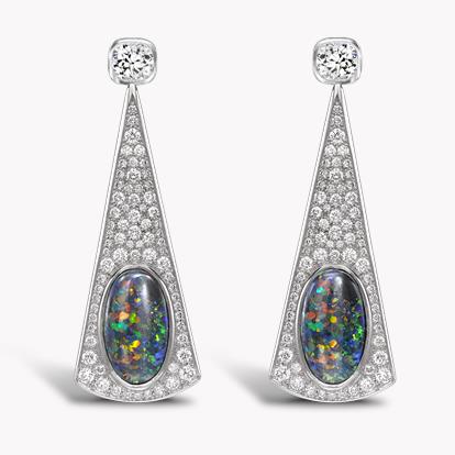 Masterpiece Black Opal & Diamond Earrings 7.55ct in Platinum