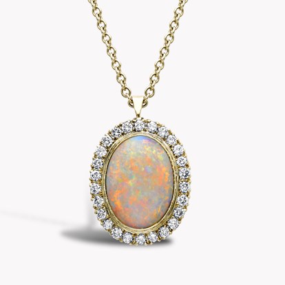 Opal and Diamond Pendant 20.40cts in 18ct Yellow Gold