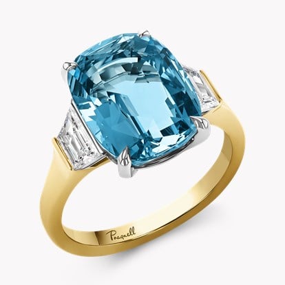 Lukusuzi Aquamarine and Diamond Ring 5.61ct in 18ct Yellow Gold and Platinum