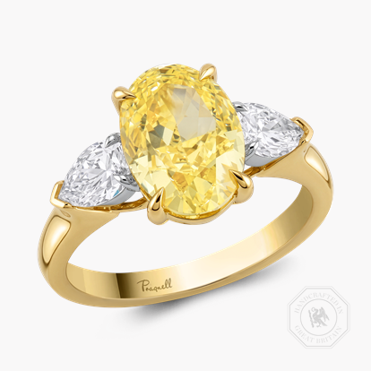 Oval Cut 3.31ct Natural South African Fancy Yellow Diamond Ring