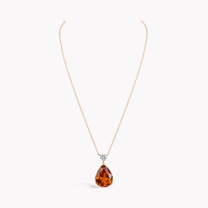 Pear Shaped 8.63ct Spessartite Garnet and Diamond Pendant