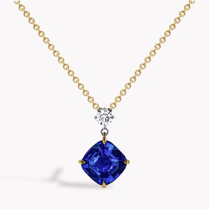 Madagascan 3.20ct Sapphire and Diamond Drop Pendant in 18 Yellow Gold