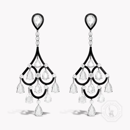 Diamond & Enamel Chandelier Drop Earrings