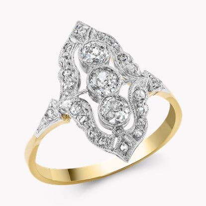 Old European Cut Diamond Cluster Ring in 18ct Yellow and White Gold