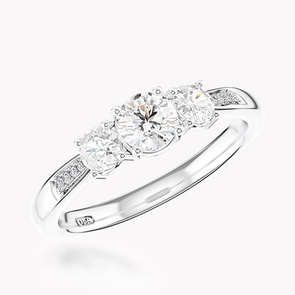 0.62ct Diamond Three-Stone Ring Platinum Duchess Setting