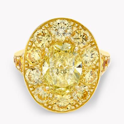 Masterpiece 3.47ct Fancy Vivid Yellow Diamond Cluster Ring
