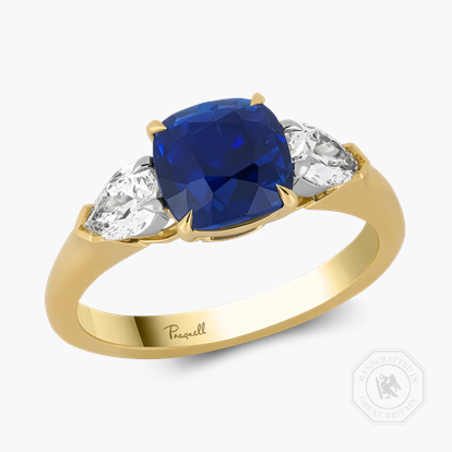 Cushion Cut 2.56ct Madagascan Sapphire and Diamond Ring