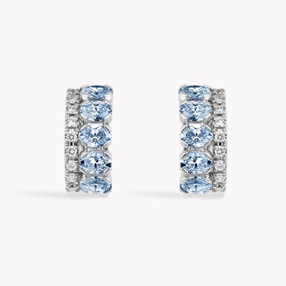 Oval Cut 1.34ct Aquamarine and Diamond Hoop Earrings