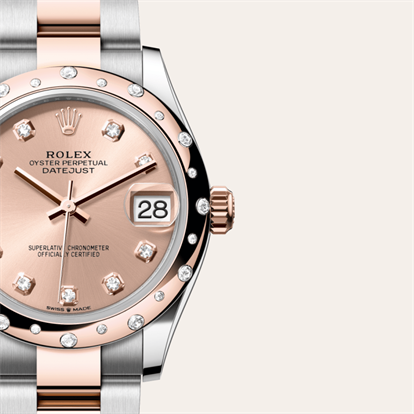 Datejust 31, Oyster, 31 mm, Oystersteel, Everose gold and diamonds watch