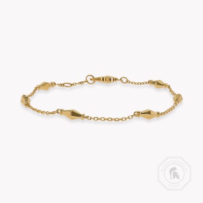 Mini-Cleopatra Gold Faceted Barrel Link Chain Bracelet