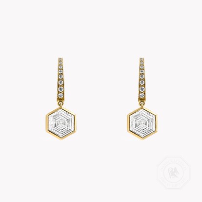 Honeycomb Diamond Drop Earrings