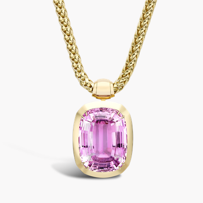 Masterpiece Portrait Setting 153.09ct Kunzite Solitaire Pendant in 18ct Yellow Gold,