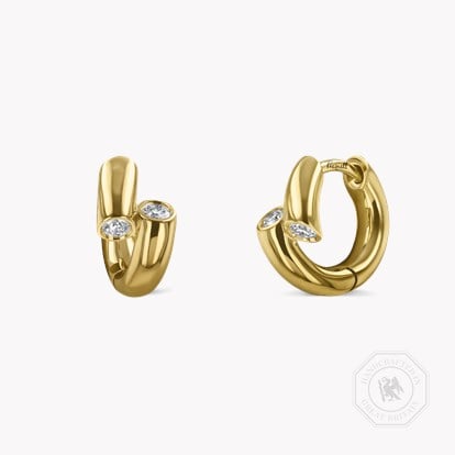 Eclipse 0.17ct Diamond Hoop Earrings in 18ct Yellow Gold