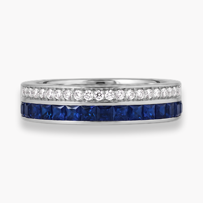 Princess Cut 0.75ct Sapphire and Diamond Half Eternity Ring