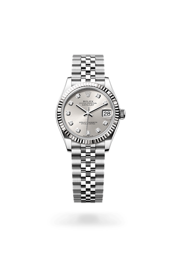 Datejust 31 * Oyster, 31 mm, Oystersteel and white gold with a Mint green Fluted bezel and Jubilee, five-piece links bracelet