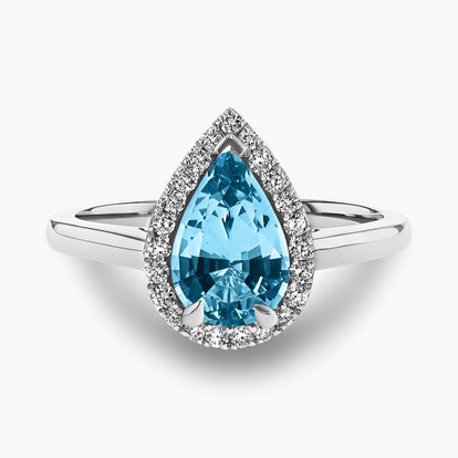 Pear Shape Aquamarine and Diamond Ring