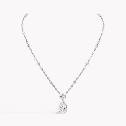 Masterpiece Pear Shaped 5.54ct Golconda Diamond and Pearl Necklace