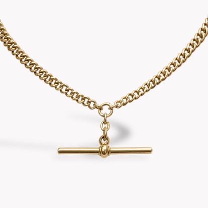 Gold Curb Link Chain T-Bar Pendant