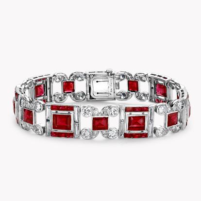Art Deco Cartier Burmese Ruby & Diamond Bracelet