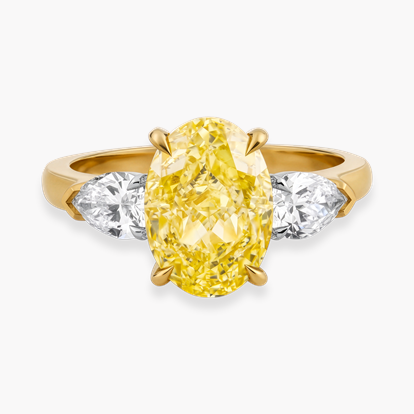 Oval Cut 3.31ct Natural South African Fancy Yellow Diamond Ring
