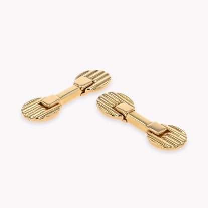1980s Oval Cufflinks in 18ct Yellow Gold