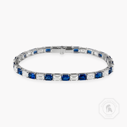 Emerald Cut 9.14ct Diamond and Sapphire Line Bracelet