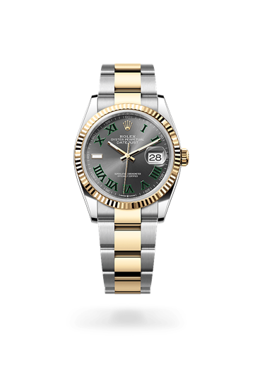 Datejust 36 * Oyster, 36 mm, Oystersteel and yellow gold with a Slate Fluted bezel and Jubilee, five-piece links bracelet