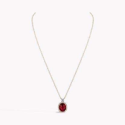 Oval 2.50ct Burmese Pigeon Blood Ruby and Diamond Pendant