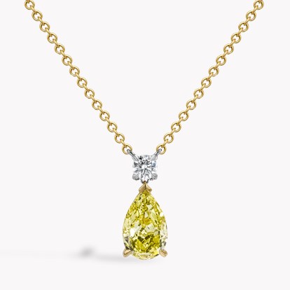 Pear Shaped 1.60ct Kimberley Fancy Intense Yellow Diamond Pendant in 18ct Yellow Gold