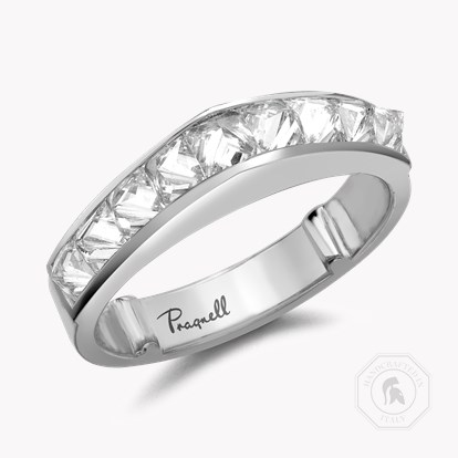 RockChic 1.34ct Peaked Inverted Princess Cut Diamond Half Eternity Ring in 18ct White Gold