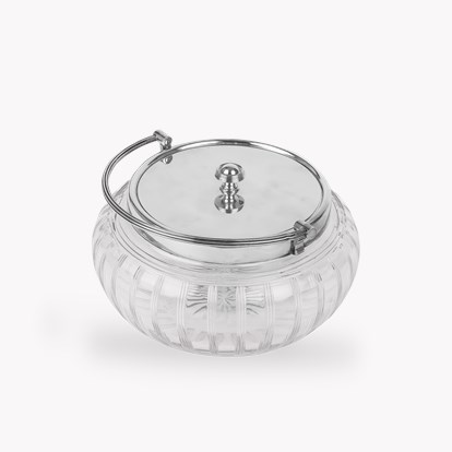Silver George V Cut Glass Biscuit Jar