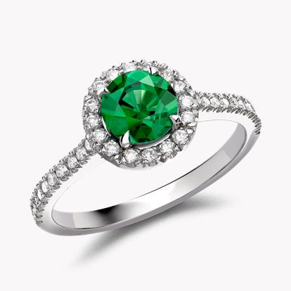 Celestial 0.69ct Emerald and Diamond Cluster Ring in 18ct White Gold