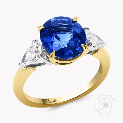 Oval Cut 4.43ct Sri Lankan Sapphire and Diamond Ring in 18ct Yellow Gold