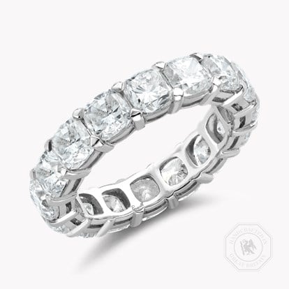 Cushion Cut Diamond Eternity Ring 6.20ct in Platinum