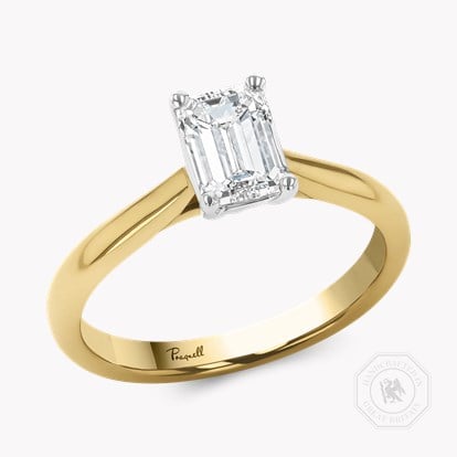 Gaia 1.00ct Emerald Cut Diamond Ring in 18ct Yellow Gold and Platinum