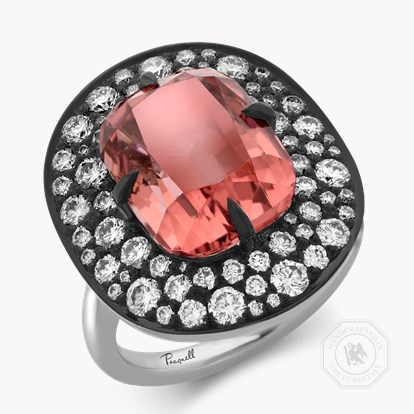 Snowstorm 8.08ct Peach Tourmaline and Diamond Cocktail Ring in Platinum