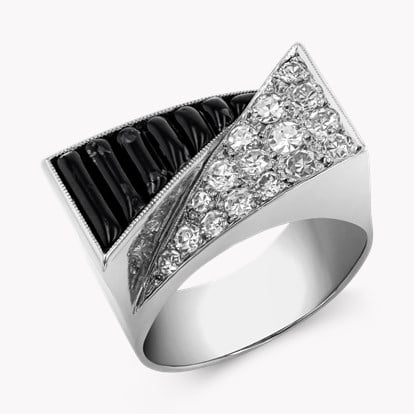 Art Deco Triangular Diamond & Moulded Glass Dress Ring