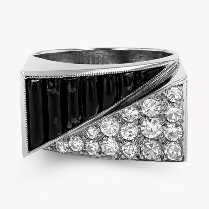 Art Deco Triangular Diamond & Moulded Glass Dress Ring