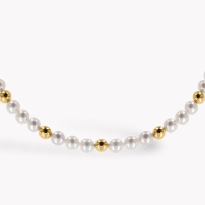 Akoya Pearl and Gold Bead Necklace
