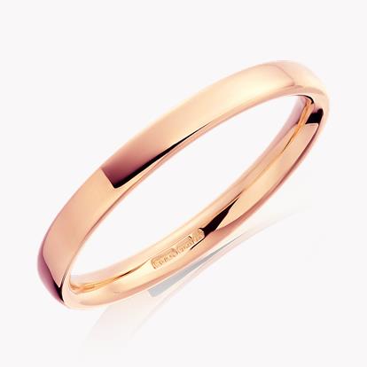2.5mm Flat Court Wedding Ring in 18ct Rose Gold with Softened Edges 